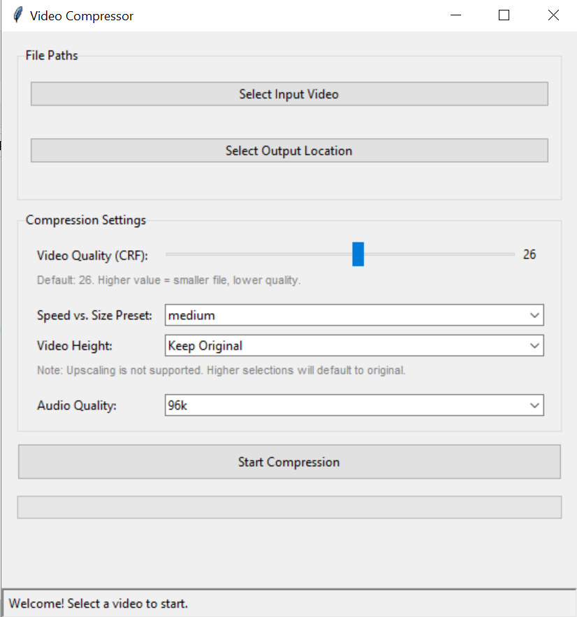 Project: Video Compressor GUI - Andrew Coggins